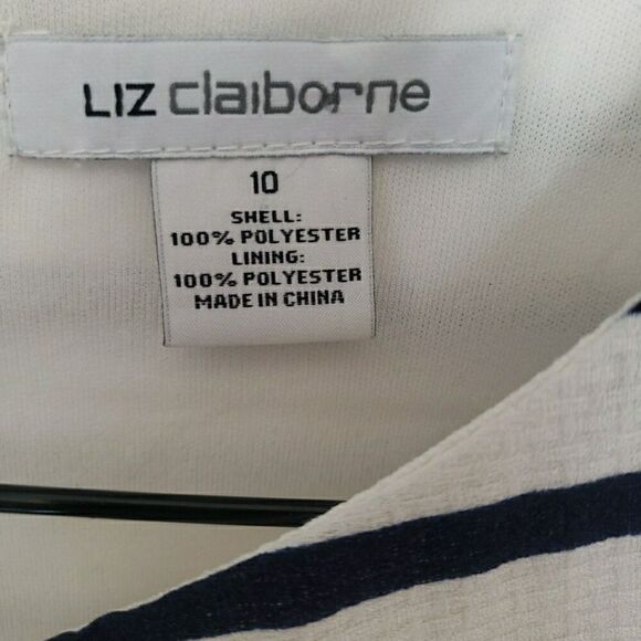 Liz Claiborne Women's Size 10 Dress Pleated Blue White Stripe Sleeveless Sailor - Picture 2 of 11